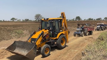 Jcb 3dx Xpert  Murum Loading Mud In  Either 485 And Swaraj 744 FE | Tractor Loading Mud |