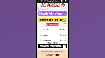 SSC CGL Revision Full Test -11 ✅ Eduquity Pattern Based Mock 🔥 #shorts #ssccgl #ssc