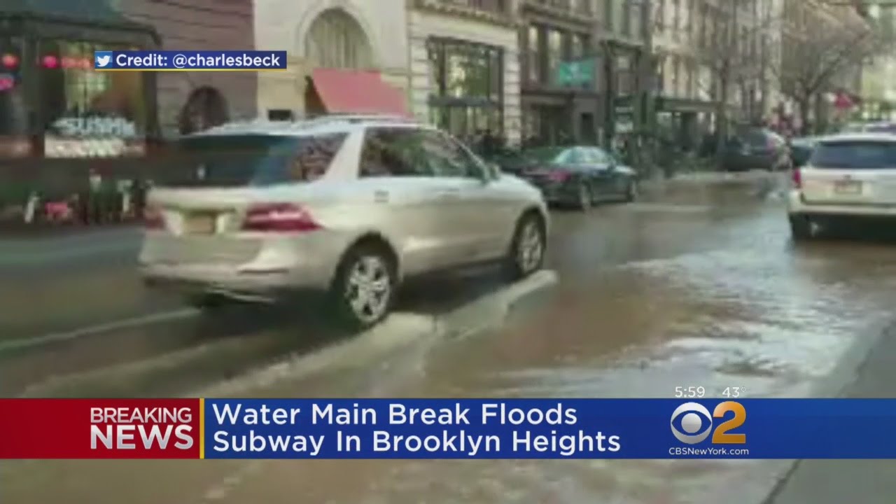 Water Main Break Shuts Down Streets In Brooklyn - YouTube