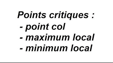 Trouver les points critiques et déterminer leur nature - partie 1/2