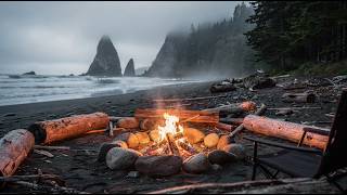 Stone Fire Pit Campfire Ambience on a Wild Beach