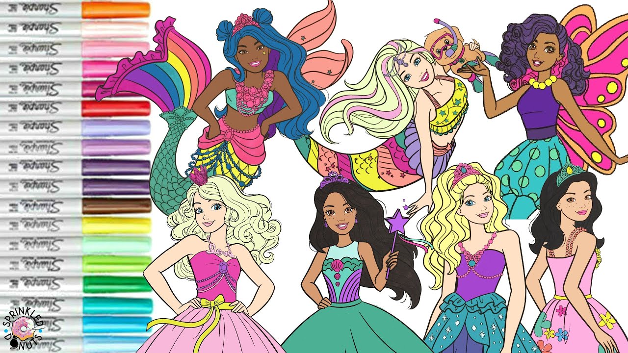 Barbie Dreamtopia Coloring Book Compilation Renee Teresa Nikki Princess Mermaids and Fairies
