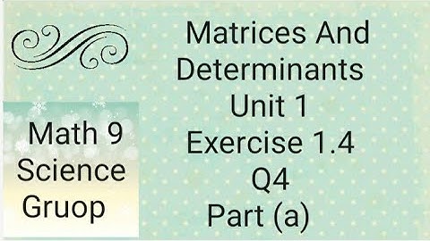 Maths 9 Unit 1 Ex 1.4  Q4 Part (a) Matrices And Determinants   (Punjab board)
