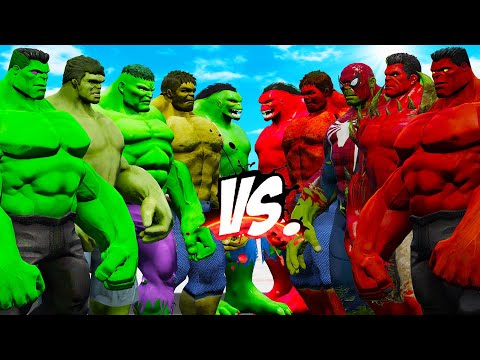TEAM GREEN HULK VS TEAM RED HULK - EPIC SUPERHEROES WAR