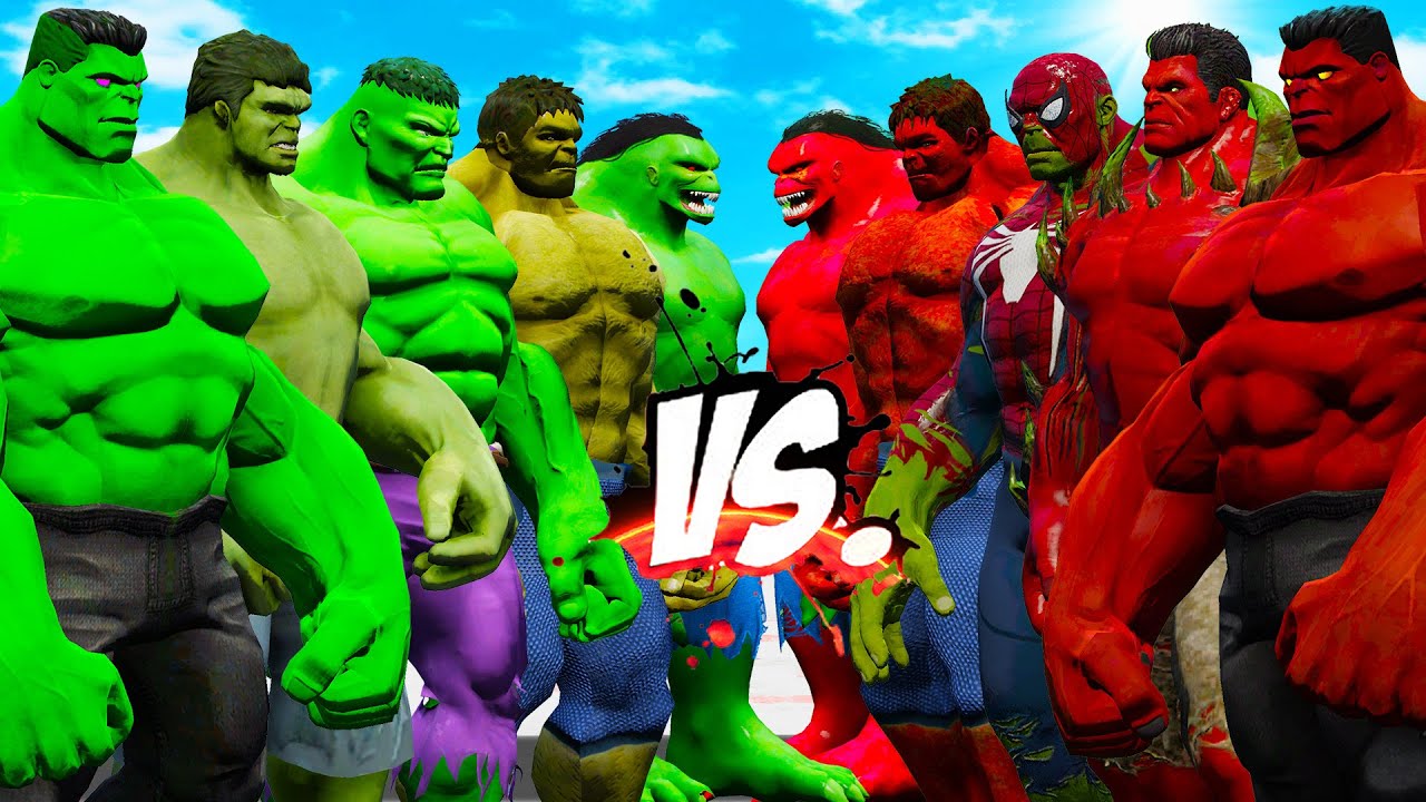 TEAM GREEN HULK VS TEAM RED HULK   EPIC SUPERHEROES WAR