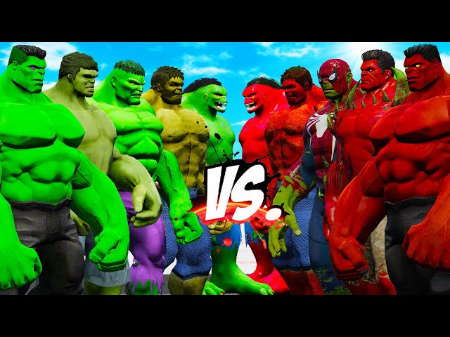 TEAM GREEN HULK VS TEAM RED HULK - EPIC SUPERHEROES WAR class=