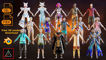 Characters 3d model pack pubg mobile prisma3d Blender bon fbx obj free download