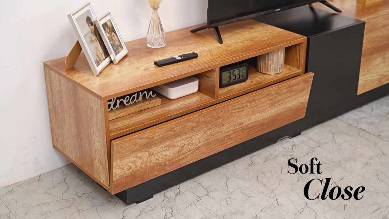 ABOUT SPACE TV Unit with 2 Drawers, Drop Down Cabinet 2-Tier