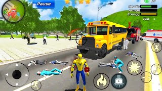 Spider Rope Hero Gangster Crime - School Bus and Motorbike at Vegas City - Android Gameplay screenshot 3
