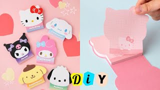 How to make a cute hello kitty memo pad at home _ DIY hello kitty memo pad