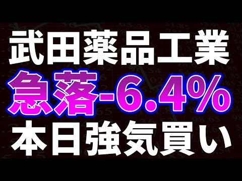 武田薬品工業急落-6.4%!本日強気の買い！
