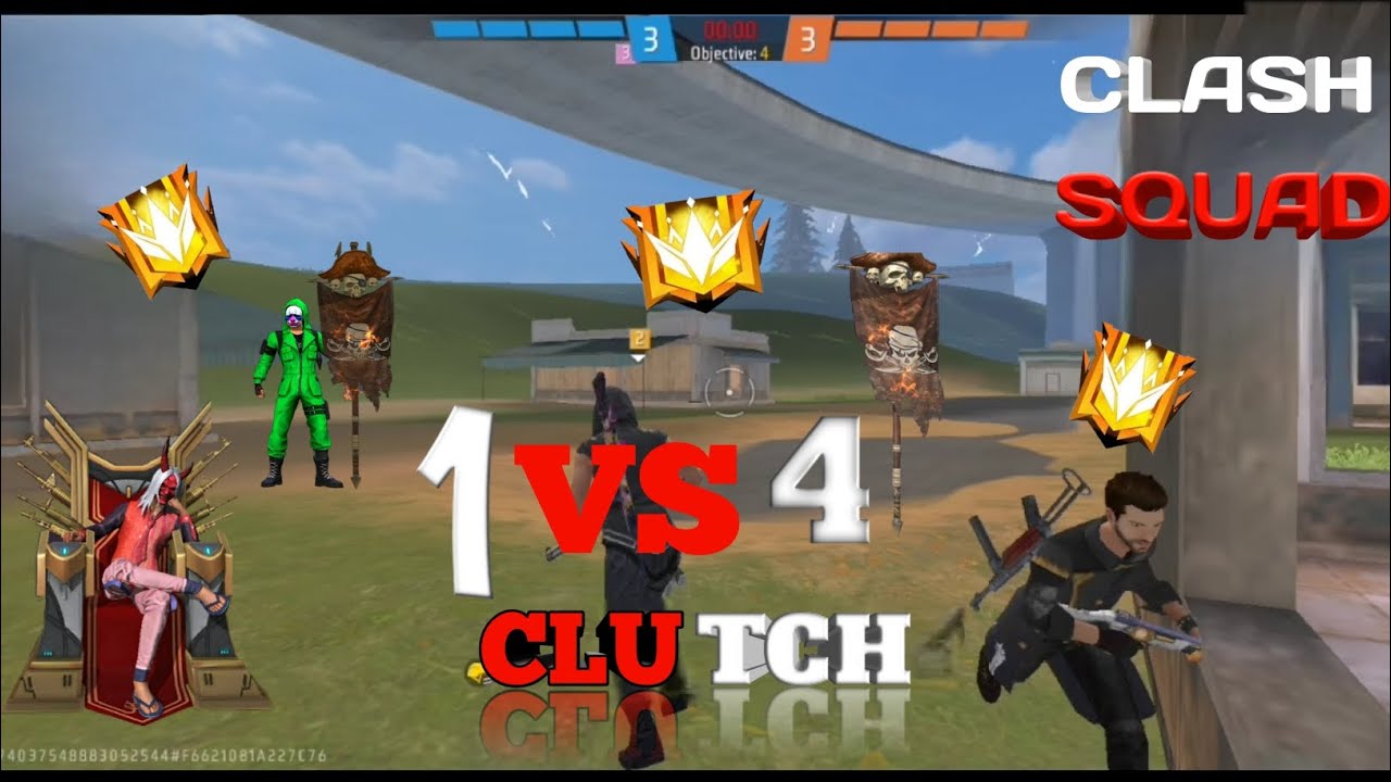 1 VS 4 in clash squad - YouTube