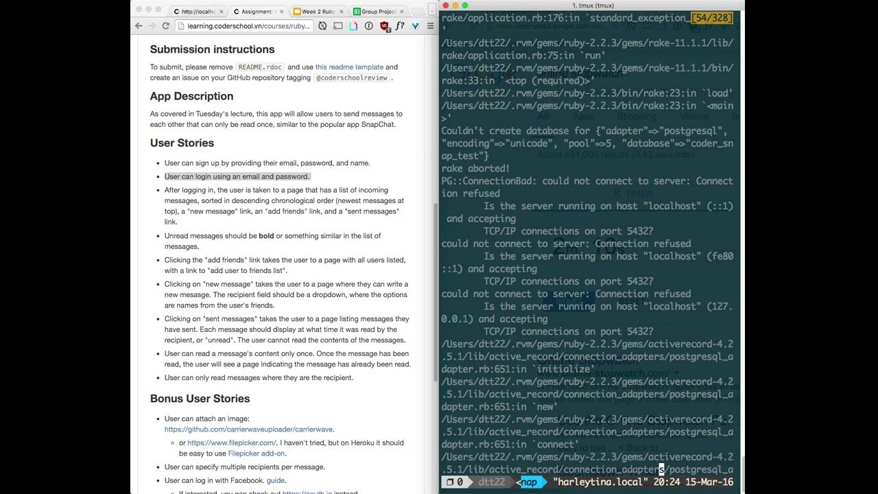 Ruby Lecture 2 Part 2 -- Homework 2 Demo (authentication) - YouTube