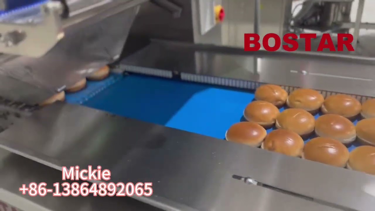 Large capacity burger buns packaging line with vacuum system