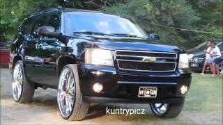 Black Tahoe On Black,Yellow & Chrome Custom Rims