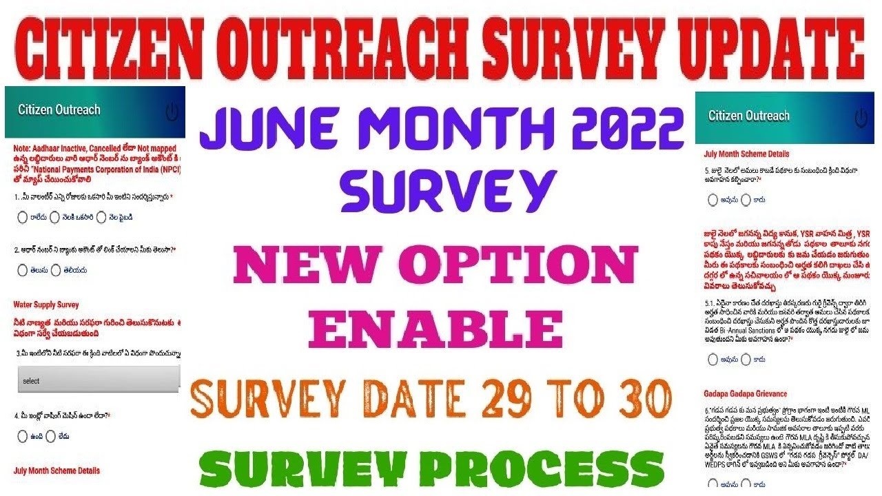Citizen Outreach Survey Update/June Month 2022 Survey Survey/New Option Enable/Survey Date 29 To 30