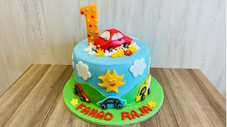 CAR THEME CAKE \/\/FONDANT CAKE\/\/CAR BIRTHDAY CAKE\/\/KIDS SPECIAL CAR CAKE\/\/EASY TUTORIAL