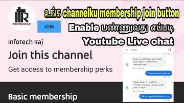 How to enable membership join button on youtube channel in live chat tamil infotechraj