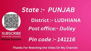 Punjab Ludhiana Dulley Ka pin code 141116 / Ludhiana Dulley ka post office