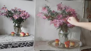 俄罗斯大神花卉油画静物写生带讲解
