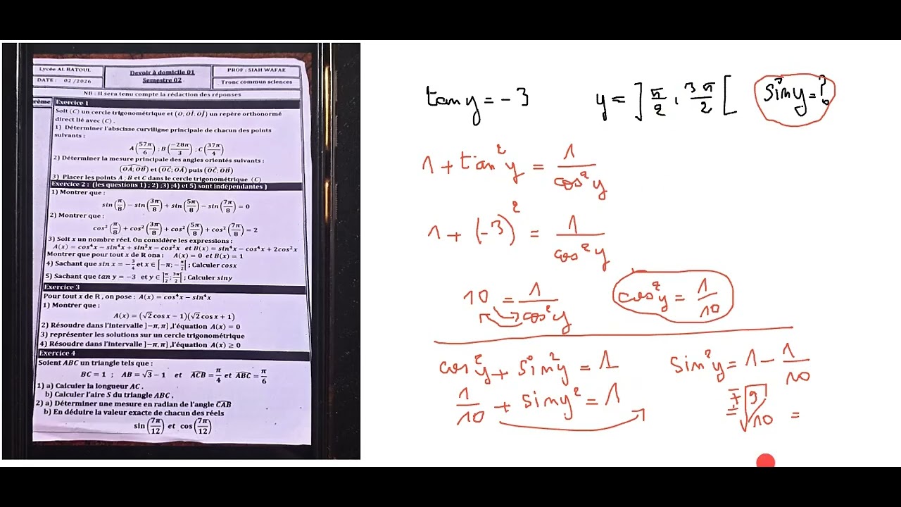 Correction devoir - Trigonométrie