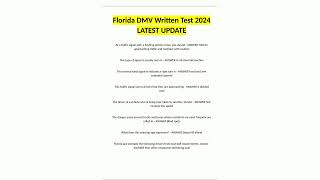 Florida DMV Written Test 2024 LATEST UPDATE72