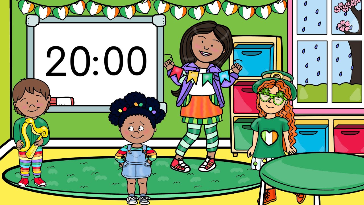 St Patrick's Day Classroom Timer 20 Minute Countdown 2 Clean Up Timer ...