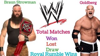 Goldberg vs Braun Strowman comparison | Age Height Weight | Total Matches Royal Rumble Wins |