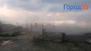 Последствия пожара в Называевске Омской области