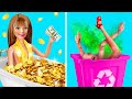 Rich vs Poor Doll Gadgets and Hacks | Doll Dreamhouse Built from Trash by TeenVee