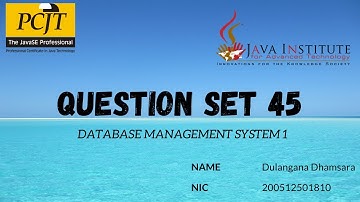 Question Set 45 | Database Management System | Java Institute