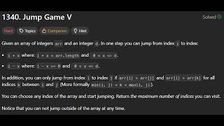 1340. Jump Game V | LeetCode | Hard | LeetCode 1340 | Part 2
