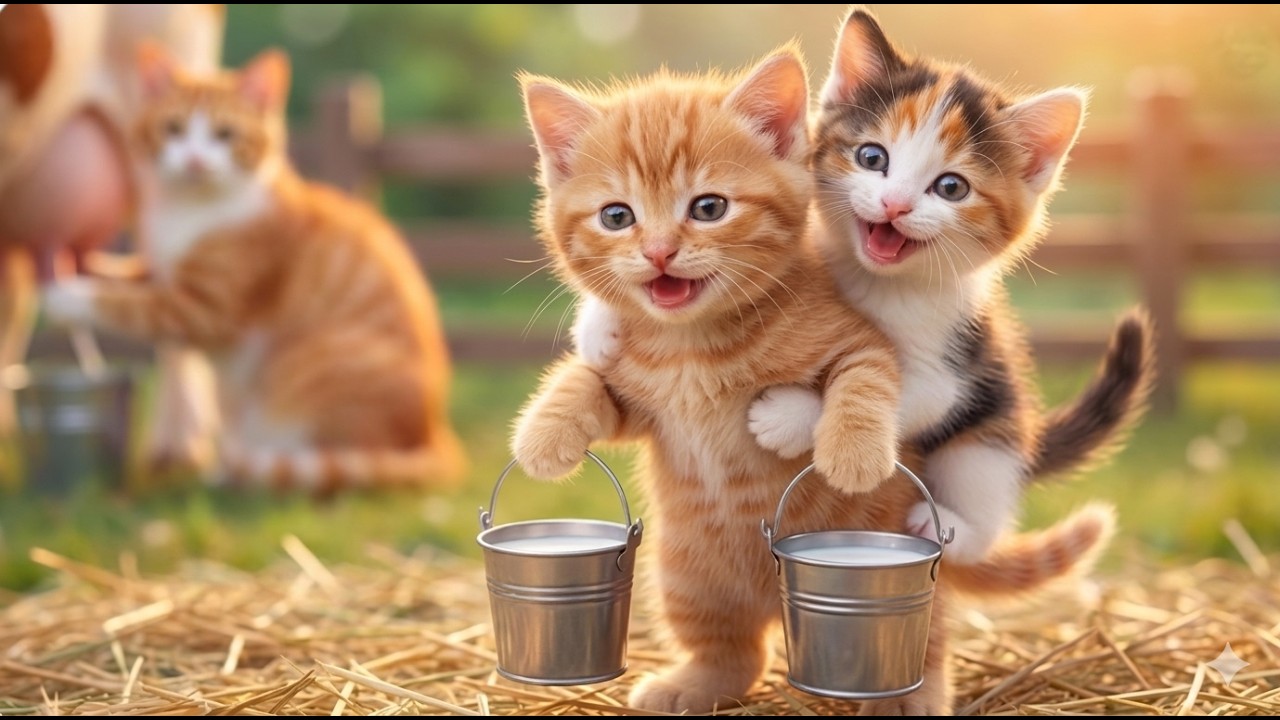 Mama Cat Trims Fur on the Farm and Makes Tiger Hat For Kittens At Home🐾🎩🐯