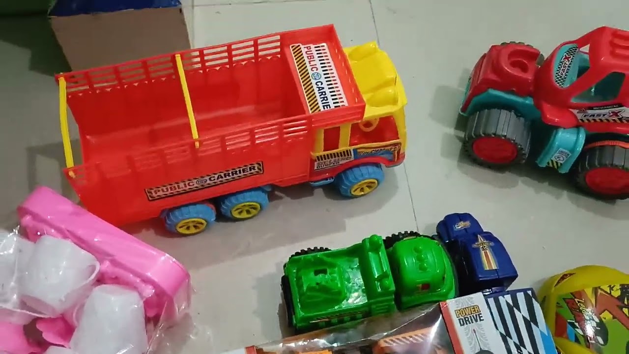 Bacchon ke manmohak toy military truck racing car oil tanker ambulance etc.
