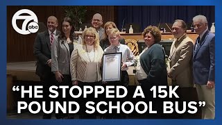 Seventh grader honored for heroic act on school bus in Warren