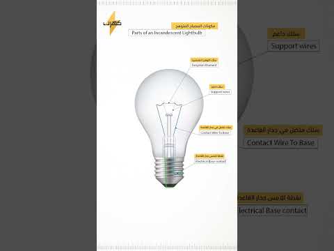 مكونات المصباح المتوهج Parts Of An Incandescent Lightbulb 