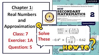 Exercise 1A Question 5 solution – Math Class 7 (APS) (How to simplify decimal fractions).
