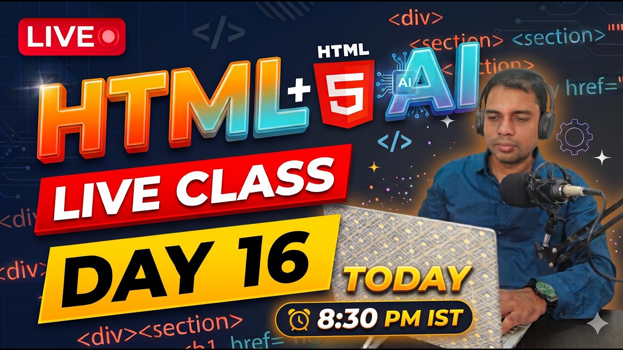 HTML Day 16 Live Class : Form in HTML (Step-by-Step) - YouTube