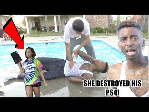 angry-girlfriend-throws-ps4-in-the-pool-prank!!