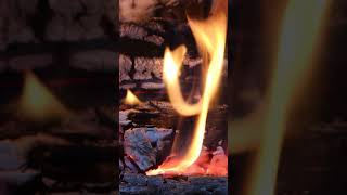 Macro Fire &amp; Embers Fireplace Vid Short! Orange and Golden Flames with crackling fire ambiance in 4k