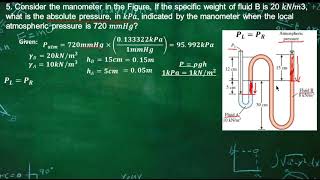 Manometer Pressure Problem, Example explained