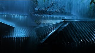 【大雨と雷の音・立体音響】夜のトタン屋根の大雨＆雷で即寝10分以内の睡眠催眠- トタン・屋根のある場所で聞くきれいな雨の音！