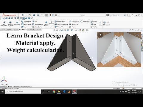 learn-bracket-design/material-apply-&-weight-calculation-in-solidworks