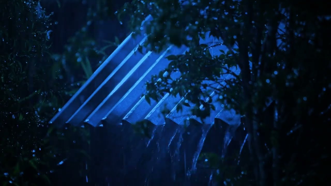 Rumore della Pioggia per Dormire Profondamente - forti piogge e violenti tuoni sul tetto di notte