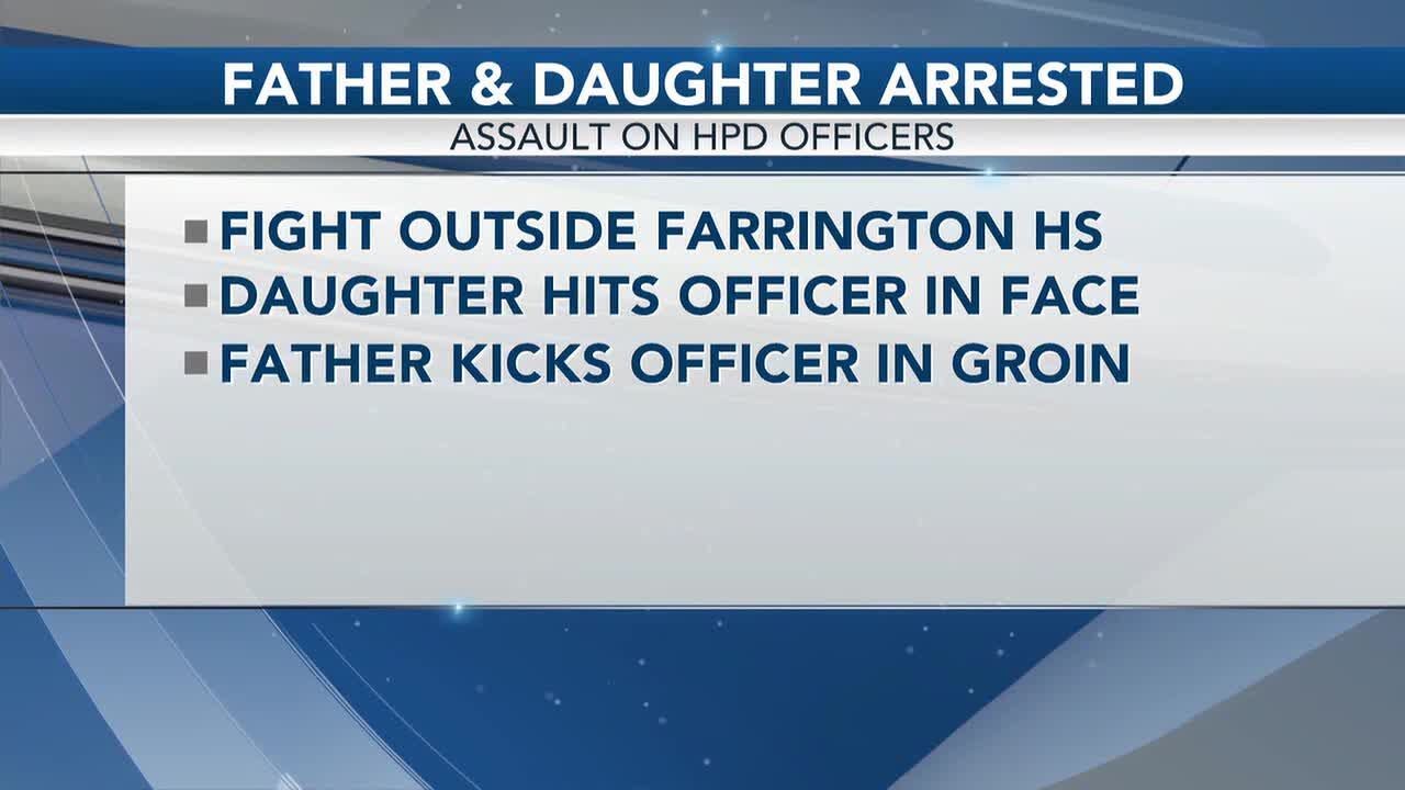 Father and daughter assault HPD officers outside Farrington High School