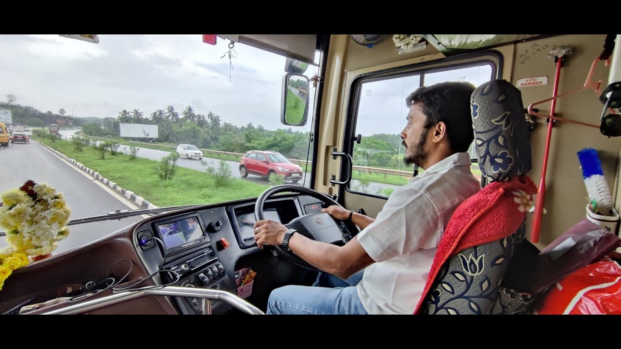 MANGALURU TO MUMBAI : FULL JOURNEY : VOLVO B11R MG STARZ MULTI AXLE CANARA PINTO BUS CABIN RIDE