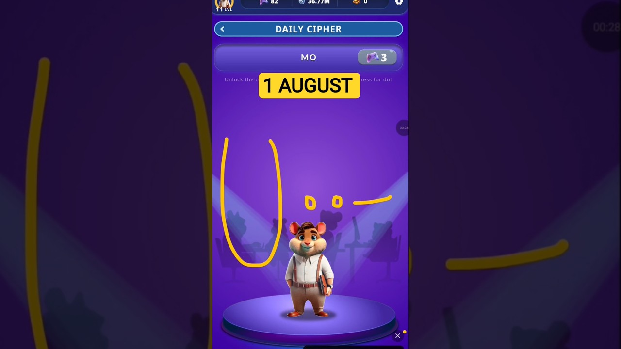 Hamster Kombat Dev Game Daily Cipher 1 AUGUST | Hamster Kombat Daily Cipher Code | Daily Combo