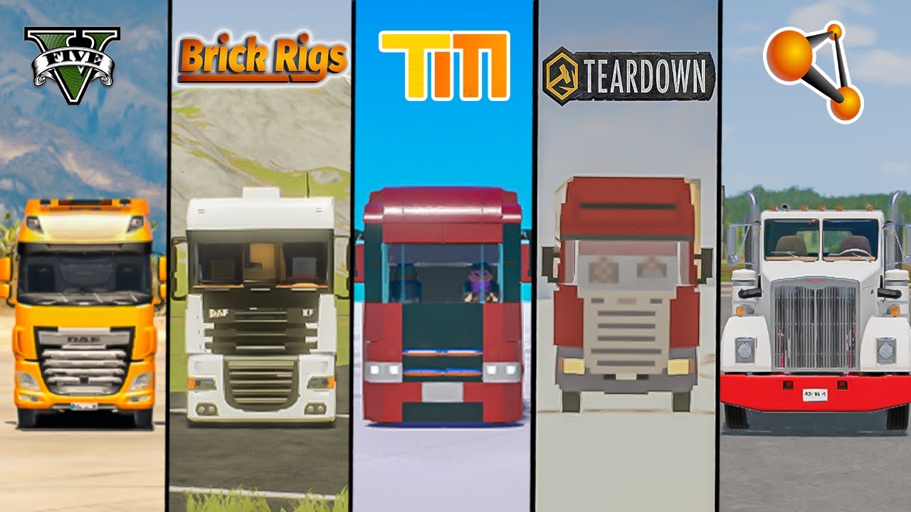 DAF TRUCK GTA 5 VS TEARDOWN VS BEAMNG DRIVE VS BRICK RIGS - WHICH IS BEST?