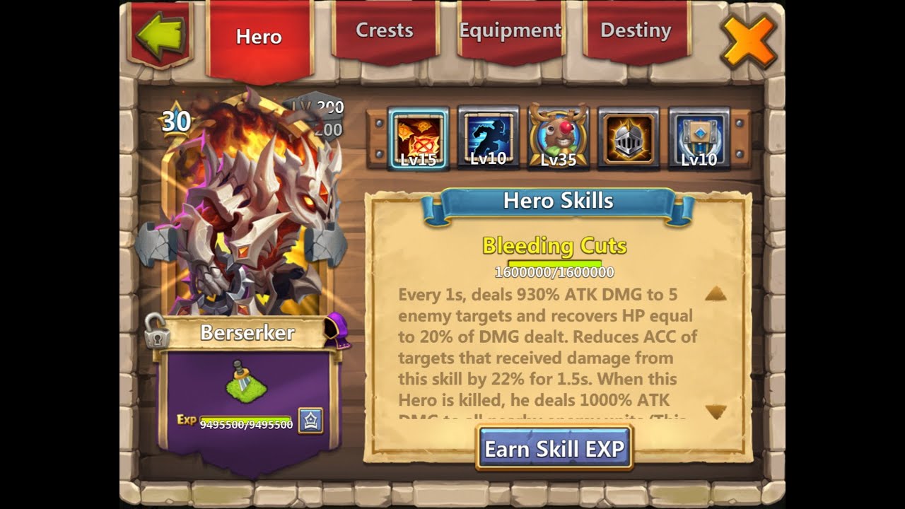 Berserker new hero from Castle Clash - how to evolve, update skills and play