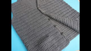 Crochet Men Sweater with pockets- Making Gents Cardigan Jacket with Pockets (part-1)